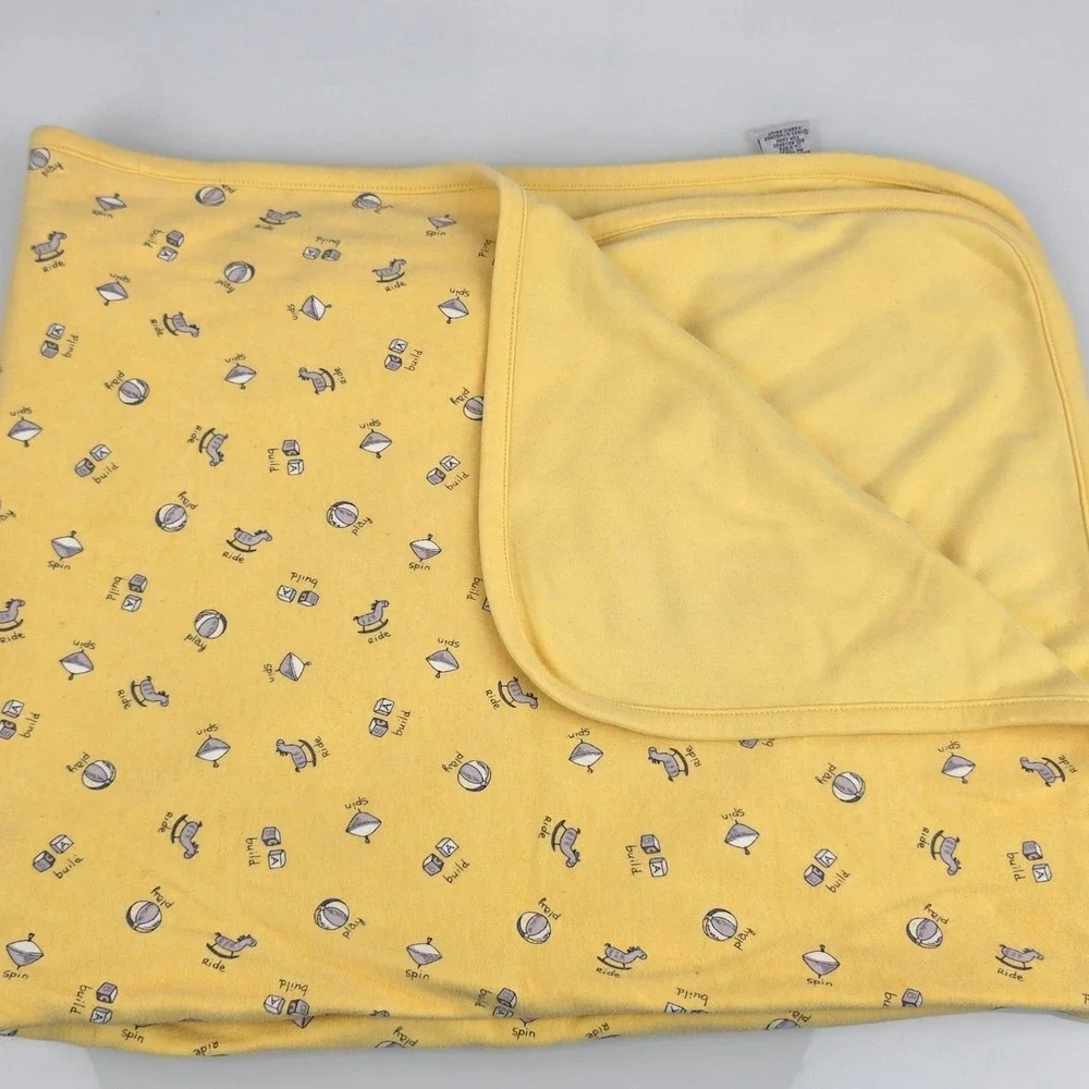 Gymboree Ride Zebra Rocking Horse Toys Yellow Baby Receiving Blanket VTG 1999